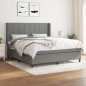 vidaXL Giroletto a Molle con Materasso Grigio Scuro 180x200 cm Tessuto
