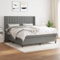 vidaXL Giroletto a Molle con Materasso Grigio Scuro 180x200 cm Tessuto