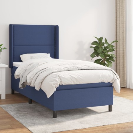 vidaXL Giroletto a Molle con Materasso Blu 100x200 cm in Tessuto