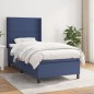 vidaXL Giroletto a Molle con Materasso Blu 100x200 cm in Tessuto
