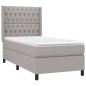 vidaXL Giroletto a Molle con Materasso Grigio Chiaro100x200 cm Tessuto