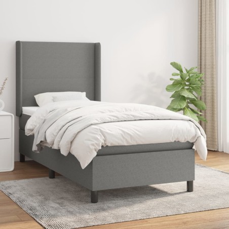 vidaXL Giroletto a Molle con Materasso Grigio Scuro 80x200 cm Tessuto