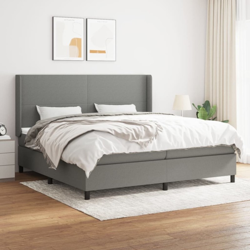 vidaXL Giroletto a Molle con Materasso Grigio Scuro 200x200 cm Tessuto