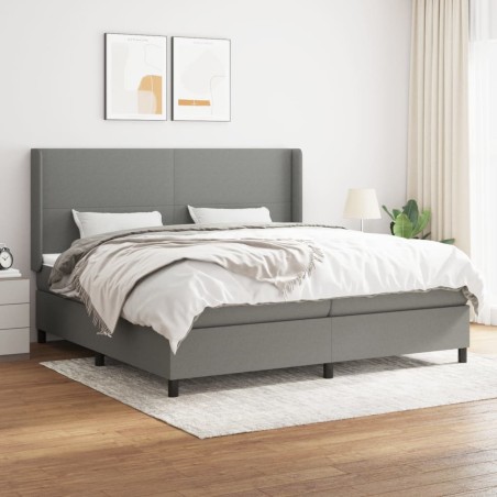 vidaXL Giroletto a Molle con Materasso Grigio Scuro 200x200 cm Tessuto