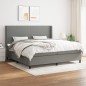 vidaXL Giroletto a Molle con Materasso Grigio Scuro 200x200 cm Tessuto