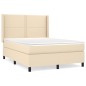 vidaXL Giroletto a Molle con Materasso Crema 140x200 cm in Tessuto