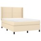 vidaXL Giroletto a Molle con Materasso Crema 140x200 cm in Tessuto