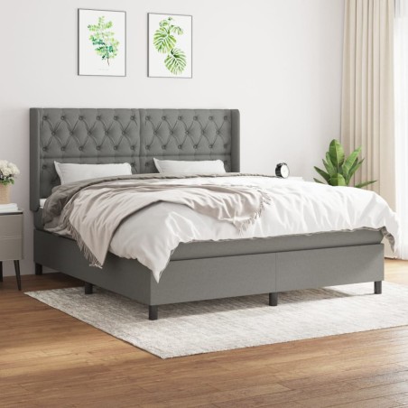 vidaXL Giroletto a Molle con Materasso Grigio Scuro 160x200 cm Tessuto