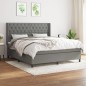 vidaXL Giroletto a Molle con Materasso Grigio Scuro 160x200 cm Tessuto