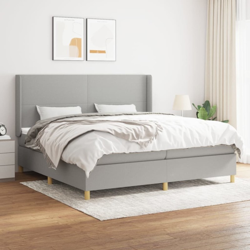 vidaXL Giroletto a Molle con Materasso Grigio Chiaro 200x200cm Tessuto