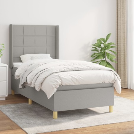 vidaXL Giroletto a Molle con Materasso Grigio Chiaro100x200 cm Tessuto