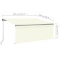 Tenda da Sole Retrattile Manuale con LED 3x2,5 m Crema