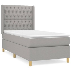 vidaXL Giroletto a Molle con Materasso Grigio Chiaro 90x190 cm Tessuto
