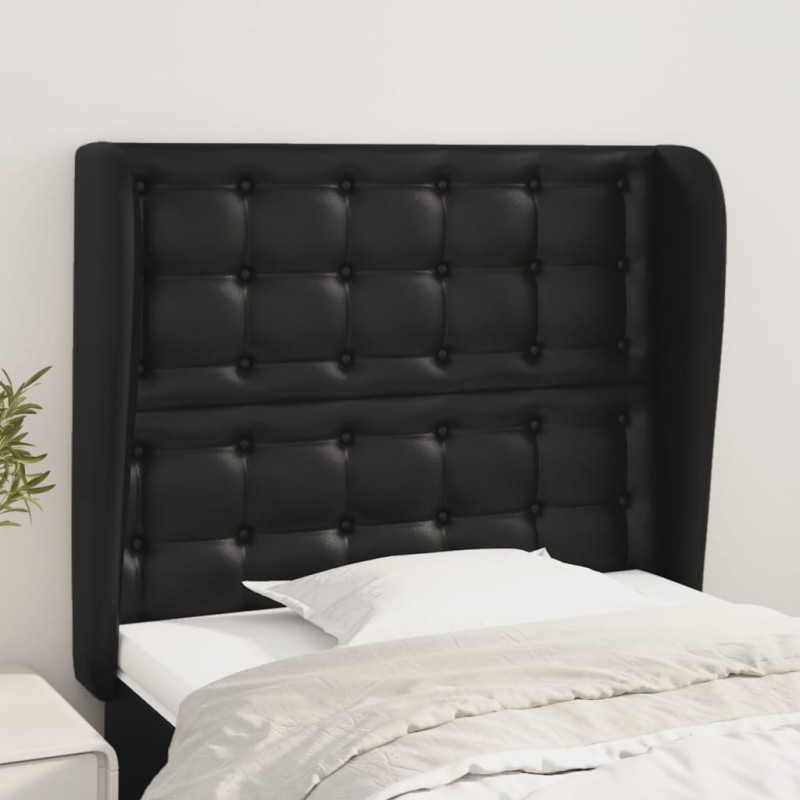 Testiera ad Orecchio Nera 103x23x118/128 cm in Similpelle Testiera ad Orecchio Nera 103x23x118/128 cm in Similpelle