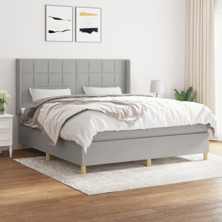 vidaXL Giroletto a Molle con Materasso Grigio Chiaro180x200 cm Tessuto