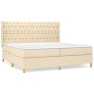vidaXL Giroletto a Molle con Materasso Crema 200x200 cm in Tessuto
