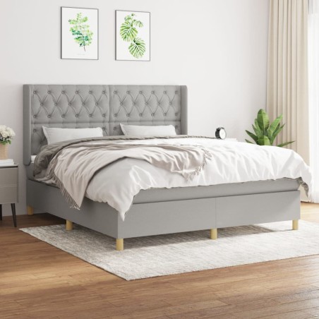 vidaXL Giroletto a Molle con Materasso Grigio Chiaro160x200 cm Tessuto