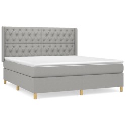 vidaXL Giroletto a Molle con Materasso Grigio Chiaro160x200 cm Tessuto