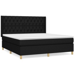 vidaXL Giroletto a Molle con Materasso Nero 160x200 cm in Tessuto