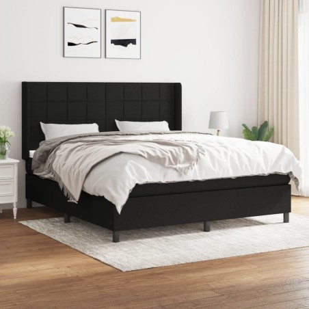 vidaXL Giroletto a Molle con Materasso Nero 160x200 cm in Tessuto