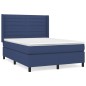 vidaXL Giroletto a Molle con Materasso Blu 140x200 cm in Tessuto
