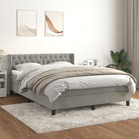 vidaXL Giroletto a Molle con Materasso Grigio Chiaro 140x200cm Velluto