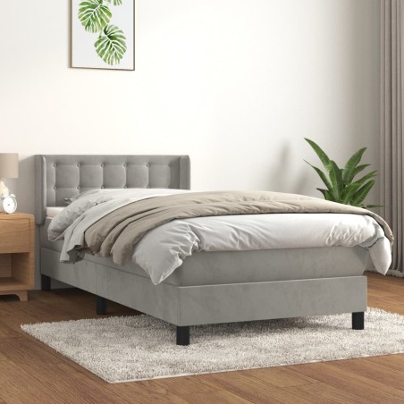 vidaXL Giroletto a Molle con Materasso Grigio Chiaro 100x200cm Velluto