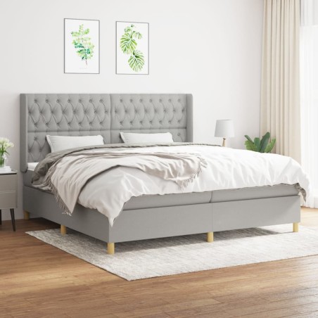 vidaXL Giroletto a Molle con Materasso Grigio Chiaro 200x200cm Tessuto