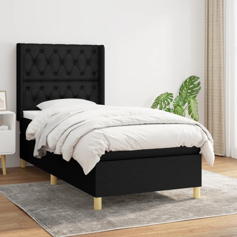 vidaXL Giroletto a Molle con Materasso Nero 80x200 cm inTessuto