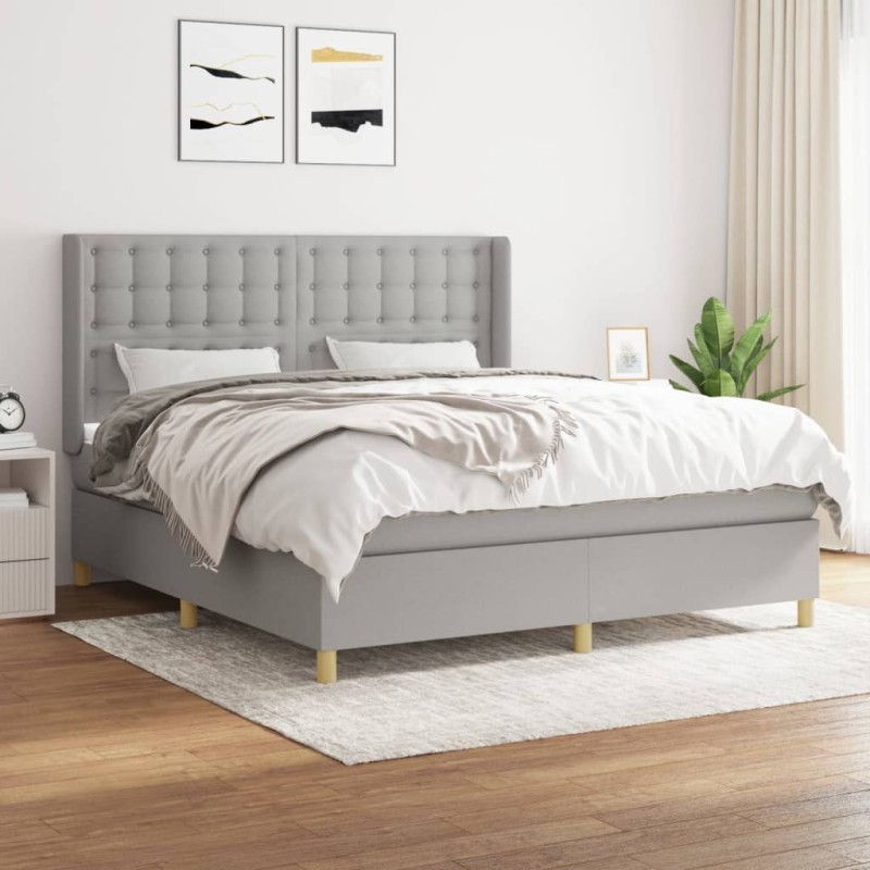 vidaXL Giroletto a Molle con Materasso Grigio Chiaro180x200 cm Tessuto