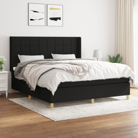 vidaXL Giroletto a Molle con Materasso Nero 180x200 cm in Tessuto