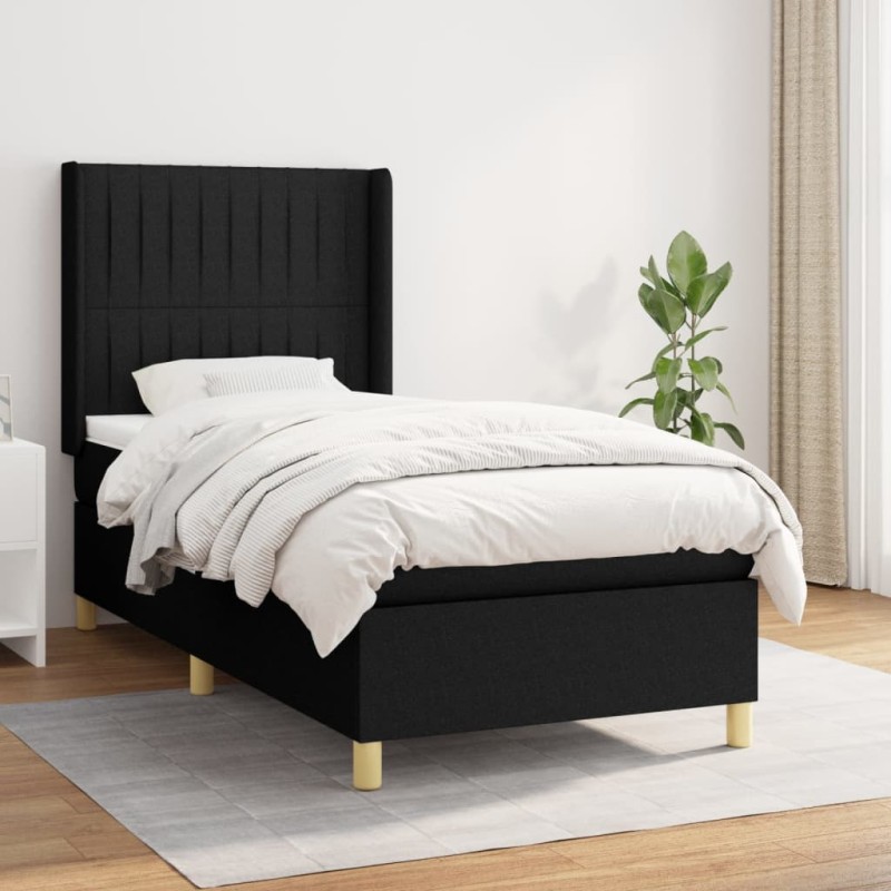 vidaXL Giroletto a Molle con Materasso Nero 80x200 cm inTessuto