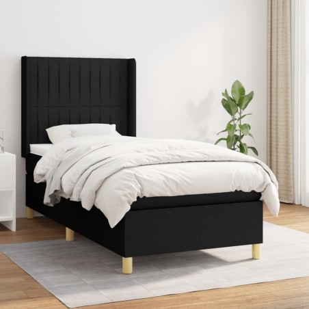 vidaXL Giroletto a Molle con Materasso Nero 80x200 cm inTessuto