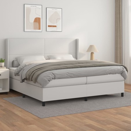 vidaXL Giroletto a Molle con Materasso Bianco 200x200cm in Similpelle