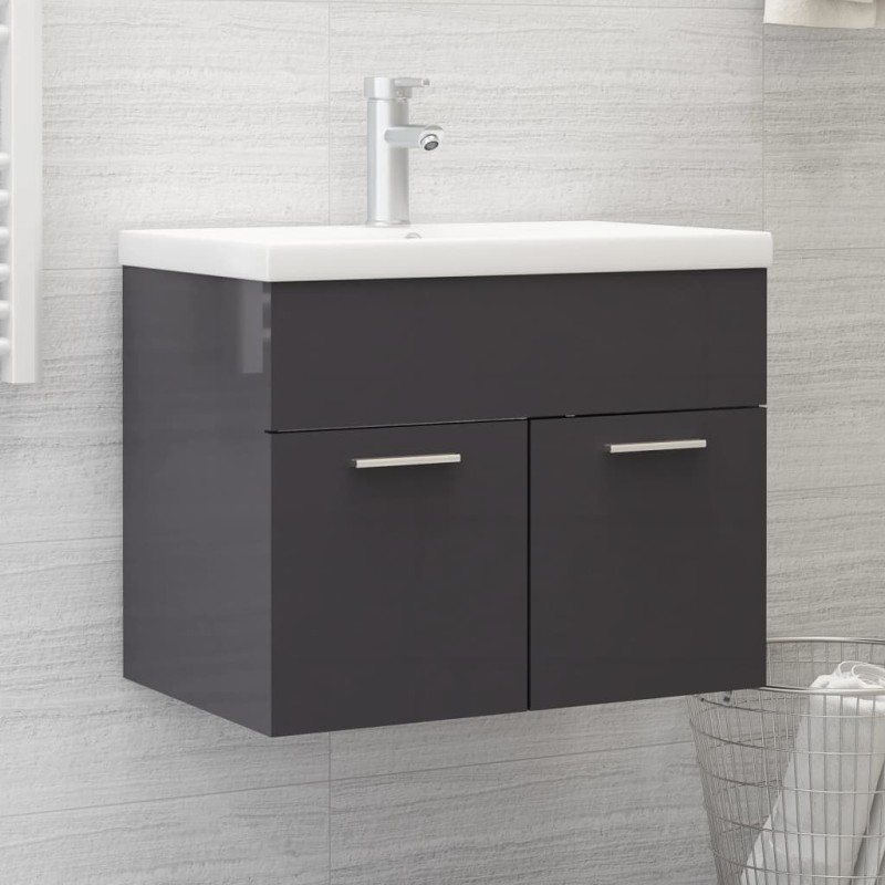 Mobile Sottolavabo Grigio Lucido 60x38,5x46 cm in Truciolato Mobile Sottolavabo Grigio Lucido 60x38,5x46 cm in Truciolato