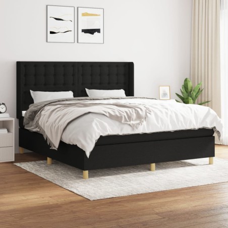 vidaXL Giroletto a Molle con Materasso Nero 180x200 cm in Tessuto