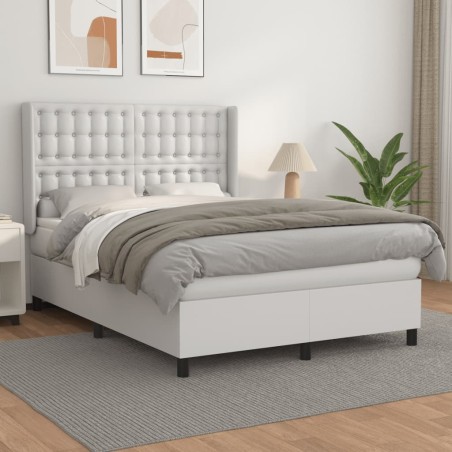 vidaXL Giroletto a Molle con Materasso Bianco 140x200 cm in Similpelle
