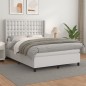 vidaXL Giroletto a Molle con Materasso Bianco 140x200 cm in Similpelle