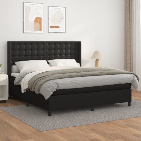 vidaXL Giroletto a Molle con Materasso Nero 180x200 cm in Similpelle