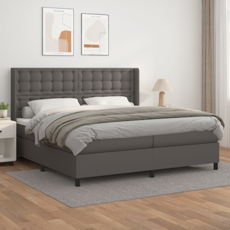 vidaXL Giroletto a Molle con Materasso Grgio 200x200 cm in Similpelle
