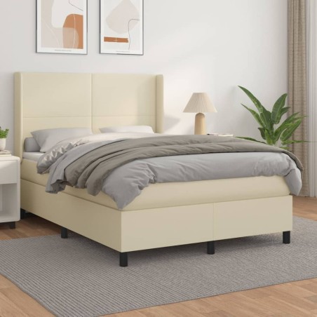 Giroletto a Molle con Materasso Crema 140x200 cm in Similpelle