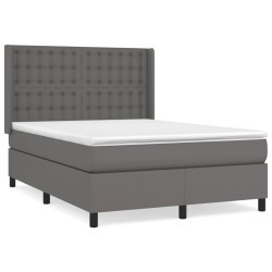 vidaXL Giroletto a Molle con Materasso Grigio 140x200 cm in Similpelle