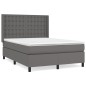 vidaXL Giroletto a Molle con Materasso Grigio 140x200 cm in Similpelle