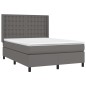 vidaXL Giroletto a Molle con Materasso Grigio 140x200 cm in Similpelle