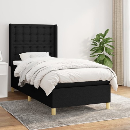 vidaXL Giroletto a Molle con Materasso Nero 90x200 cm in Tessuto