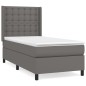 vidaXL Giroletto a Molle con Materasso Grigio 90x190 cm in Similpelle