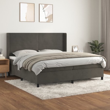 vidaXL Giroletto a Molle con Materasso Grigio Scuro 200x200 cm Velluto