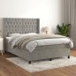 vidaXL Giroletto a Molle con Materasso Grigio Chiaro 140x200cm Velluto