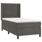 vidaXL Giroletto a Molle con Materasso Grigio Scuro 100x200 cm Velluto