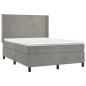 vidaXL Giroletto a Molle con Materasso Grigio Chiaro 140x200cm Velluto